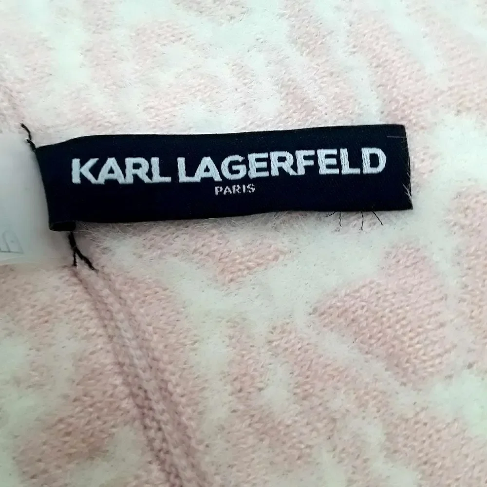 NWT Karl Lagerfeld Paris Women's Loop Infinity Scarf Pink/White Rose‎